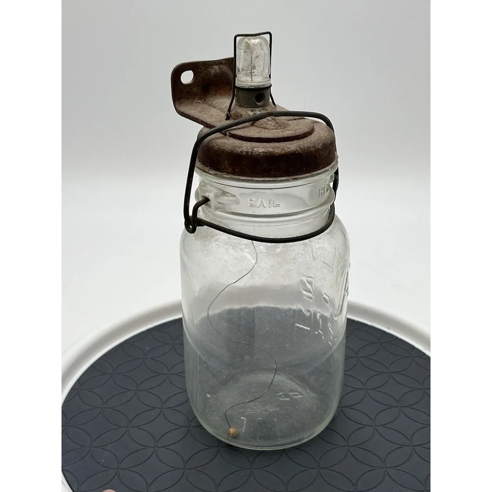 Antique White Automotive Products Atlas E-Z Seal Mason Jar Utility Wall Light